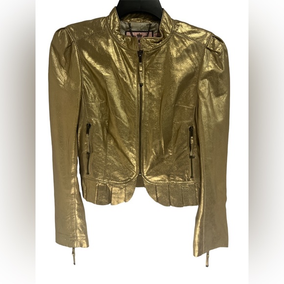 Juicy Couture Leather Gold Jacket - Picture 1 of 6